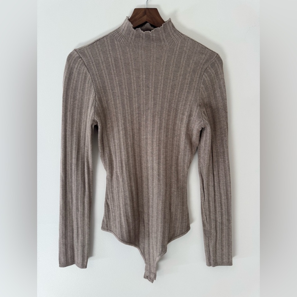 Taupe Mock Neck Bodysuit